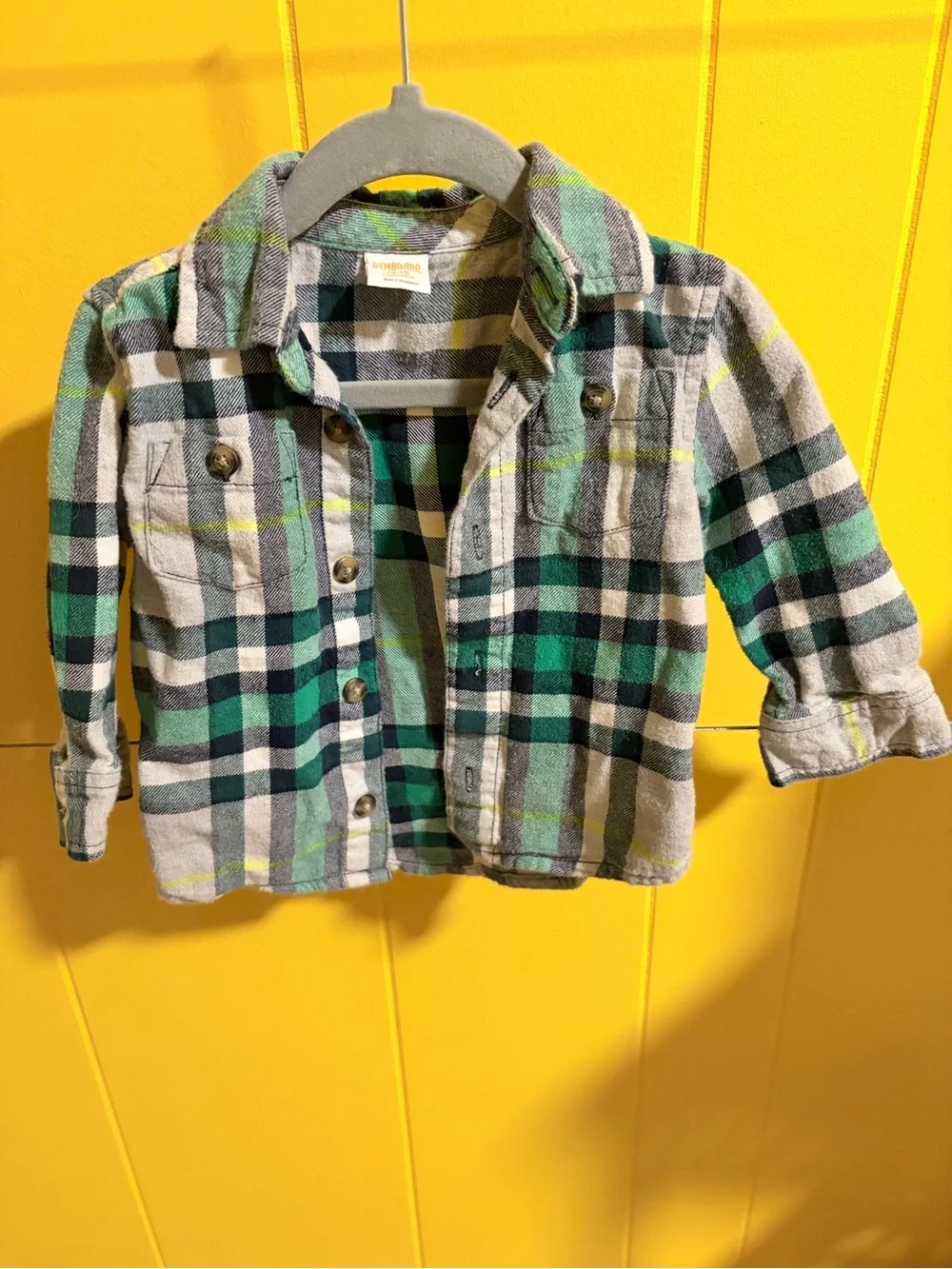 Gymboree Green Navy Gray Plaid Button-Up Shirt